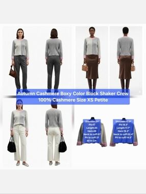 Autumn Cashmere Boxy Color Block Shaker Crew 100% Cashmere Size XS Petite